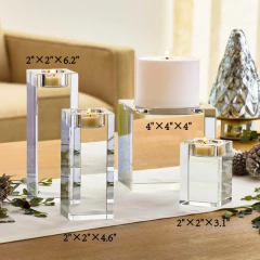 Amazing Home-candelabros Grandes Cristal, Set De 3, 3.1 / - tienda online
