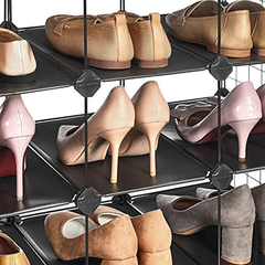 Organizador De Zapatos Modular De Plástico Y Metal Negro.