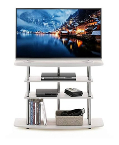 Mueble Para Tv De Metal Plateado Y Madera Blanca 4 Niveles. - tienda online