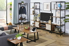 Mueble Para Tv Con Estantes De Madera Color Marrón Y Beige. - comprar online