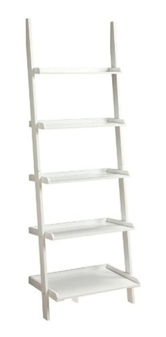 Estantería Para Libros De Madera Color Blanco De 5 Niveles.