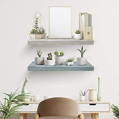 Estantería Flotante De Pared, 2 Niveles, Color Azul Y Blanco - Danielle's Store