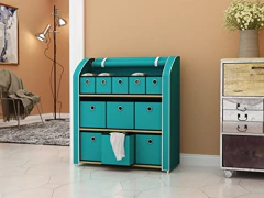 Cómoda De Metal Con 11 Canastos De Tela Color Turquesa. - comprar online