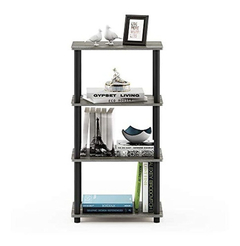 Estanteria Multiusos De Pvc Negro Y Madera Gris De 4 Niveles - tienda online