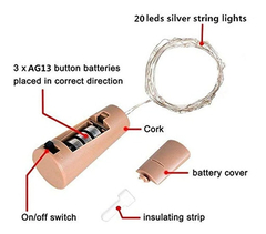 Imagen de Mjmix 10 Pack 20 Luces Led Para Botella De Vino Con Corcho