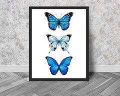 Lamina Artistica Sin Marcos De Mariposas Azules En Acuarela - Danielle's Store