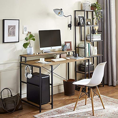 Escritorio Para Pc Con Estantes De Metal-madera Color Negro. - Danielle's Store