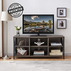 Mueble Para Tv De Metal Y Madera Color Negro Y Gris De 55 In - comprar online