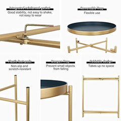 Mesa Auxiliar Plegable De Metal Color Dorado. - Danielle's Store