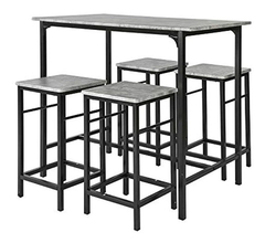 Juego De Comedor Metal Negro Y Mármol Gris De 5 Piezas.