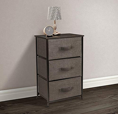 Mesa De Noche Con 3 Cajones De Madera, Color Marrón Oscuro - comprar online