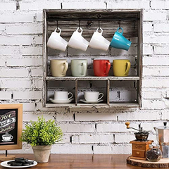 Estantería Flotante De Madera Color Gris Para Tazas De Café. - Danielle's Store