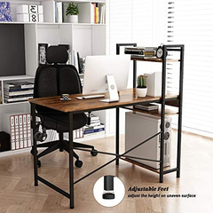 Escritorio Para Pc Con Estantes De Metal Negro-madera Marrón - tienda online