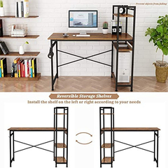 Escritorio Para Pc Con Estantes De Metal Negro-madera Marrón - Danielle's Store
