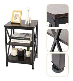 Mesa Auxiliar De Madera Color Marrón Oscuro Con 3 Niveles. - Danielle's Store