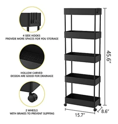 Estantería Móvil Multifuncional De 5 Niveles,color Negro. - comprar online