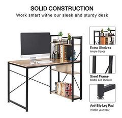 Escritorio Para Pc Con Estantes De Metal Color Negro-marrón. - tienda online