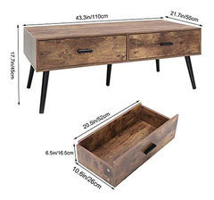 Imagen de Mesa De Centro Con 2 Cajones Y Estante,madera Color Marrón.