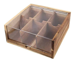 Caja Organizadora De Madera De Acacia Para Bolsas De Té