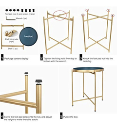 Mesa Auxiliar Plegable De Metal Color Dorado. - tienda online