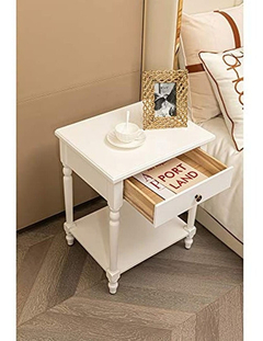 Mesa De Noche Con Cajón Y Estante De Madera Blanco. - Danielle's Store