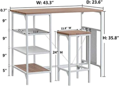 Imagen de Juego Comedor Y Taburetes De Madera Y Metal Color Blanco.
