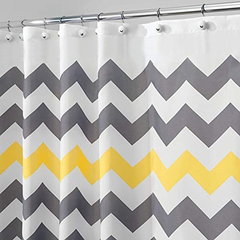 Cortina Para Baño Tela Gris Y Amarillo Estándar - comprar online