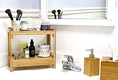 Organizador De Baño Multiusos En Bambú Marrón De 2 Niveles. - comprar online