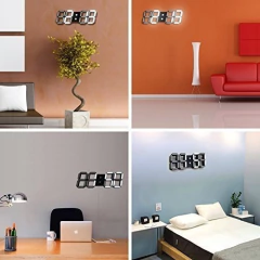 3d Negro Reloj De Pared Digital Con Control Remoto - comprar online