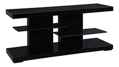 Mueble Para Tv Con Estantes De Vidrio Templado Color Negro. - comprar online