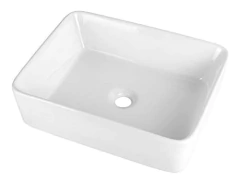 Ghomeg - Lavabo Rectangular De Porcelana Blanca Con Diseño - comprar online