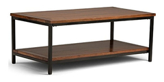 Mesa De Centro De Madera Y Metal, Color Marrón Oscuro