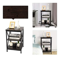 Mesa Auxiliar De Madera Color Marrón Oscuro Con 3 Niveles. - tienda online