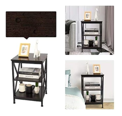 Mesa Auxiliar De Madera Color Marrón Oscuro Con 3 Niveles. - tienda online