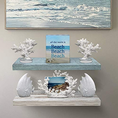 Estantería Flotante De Pared, 2 Niveles, Color Azul Y Blanco - comprar online