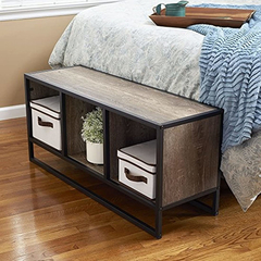 Mesa Auxiliar De Metal Y Madera Color Negro-marrón/3 Niveles - tienda online