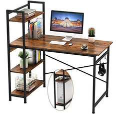 Escritorio Para Pc Con Estantes De Metal Negro-madera Marrón