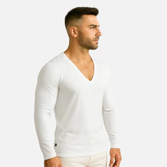 Camiseta Gola V Cavada Manga Longa na internet