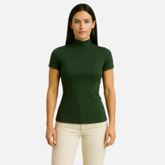 Blusinha Cacharrel Feminina Gola Alta Manga Curta - comprar online