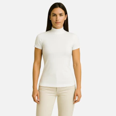 Imagem do Blusinha Cacharrel Feminina Gola Alta Manga Curta