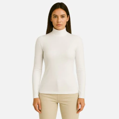 Blusa Gola Alta Feminina Slim Manga Longa - Moda Atemporal