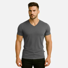 Camiseta Gola V Rasa Masculina Manga Curta - Moda Atemporal