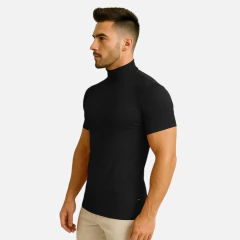 Cacharrel Masculina Camiseta Manga Curta Gola Alta Viscose na internet