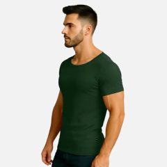 Camiseta Gola Canoa Slim Fit Manga Curta