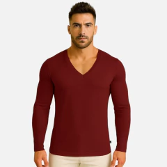 Imagem do Camiseta Gola V Cavada Manga Longa