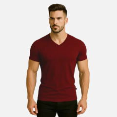 Imagem do Camiseta Gola V Rasa Masculina Manga Curta