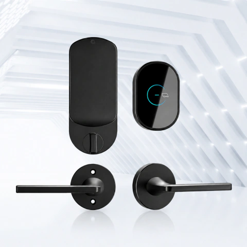 Fechadura Inteligente em Aço Inox para Hotel Chave Mecânica Cartão IC Porta Madeira WiFi