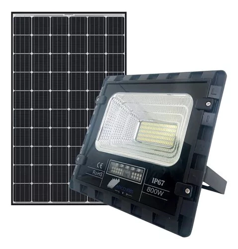 Refletor Led Solar SMD 800w 6000k + Placa solar + Controlador