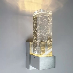 Arandela Cristal Quadrada Com Bolhas Dourado 3 Cores Bivolt - - comprar online