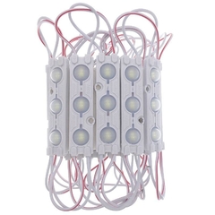 Módulo Injetado Led SMD 7025 mini c/ 3led 12v 1,5w Branco Quente 3000k-3500k